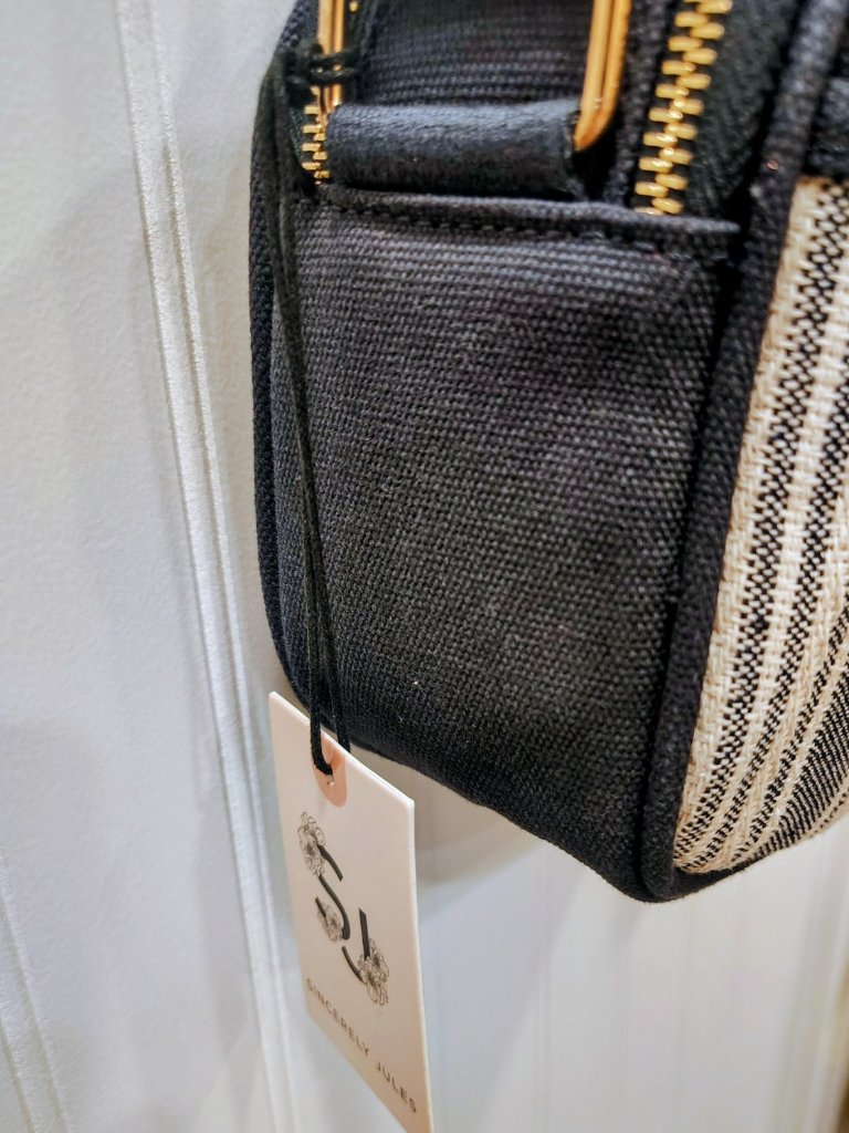 Sincerely Jules Striped Canvas Crossbody Nwt, Double Pocket, Tassel — image 2 of 8